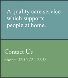 A quality care service supporting people at home. Please contact us by email or telephone on 020 7722 2533